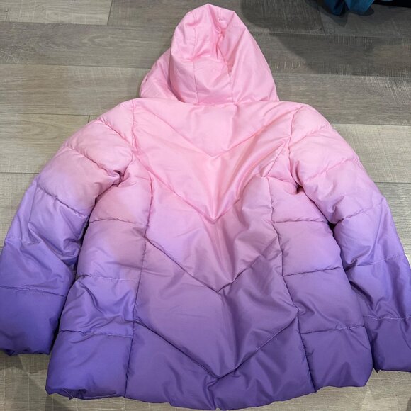 SWISSTECH GIRLS PINK PURPLE OMBRE PUFFER HOODED JACKET COAT LARGE 10/12 - Picture 9 of 9